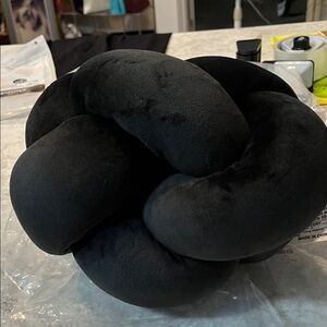 Plush Black Knot Pillow - Decorative Home Accent new